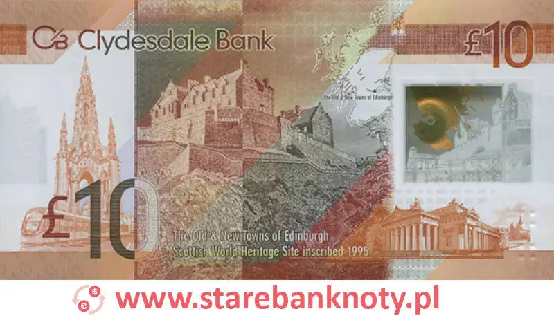 widok banknotu 10 funtów szkockich rewers seria : World Heritage